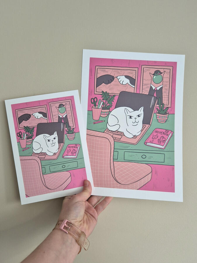Cat's Office Digital drawing printed on paper 2025