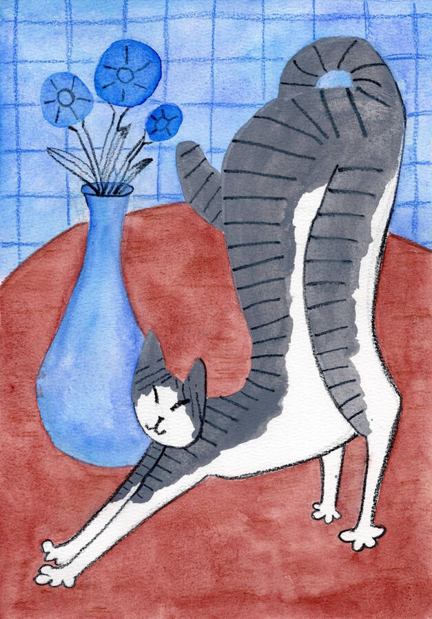 Stretchies (in brown) 21x30cm original Watercolour, gouache, coloured pencils, cotton paper